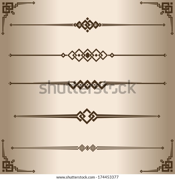 Decorative lines.\
Elements for design - decorative line dividers and corner ornament.\
Vector illustration.\
