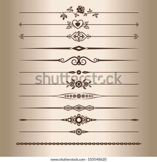 Decorative lines. Elements for a\
vintage design - decorative line dividers. Vector\
illustration.
