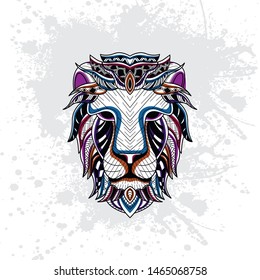 decorative lion art from rousing pattern color with background