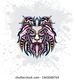 decorative lion art from rousing pattern color with background