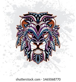decorative lion art from rousing pattern color with background