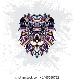 decorative lion art from rousing pattern color with background