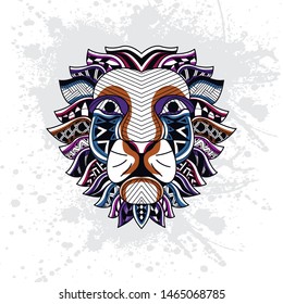 decorative lion art from rousing pattern color with background