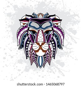 decorative lion art from rousing pattern color with background