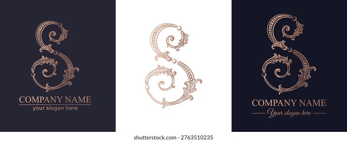 Decorative logo monogram letter S in elegant classic style. Versatile logotype for branding, business cards and identity projects.