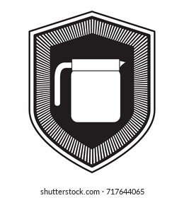 decorative logo shield of glass jar with handle on white background vector illustration