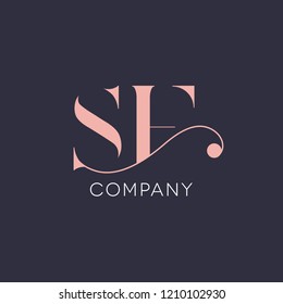 Decorative logo template letters S F. Vintage style