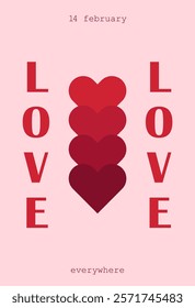 Decorative Love Everywhere text design with heart shaped in red color, perfect for Valentines Day cards and romantic occasions.