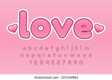 decorative love Font and Alphabet vector