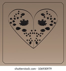Decorative love heart with flowers inside vector Illustration