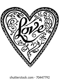 Decorative Love Heart - Retro Clipart Illustration