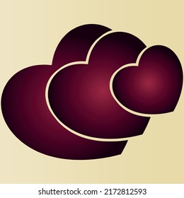 Decorative Love Heart, Three Hearts Icon - Linked Hearts Symbol - Vector Illustration
