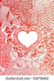 Decorative Love Heart. Vector illustration. Coloring book for adult and Doodle patterns