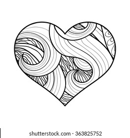Decorative Love Heart for Wedding or Valentines day. Vector illustration.