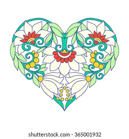 Decorative Love Heart for Wedding or Valentines Day. Vector illustration.