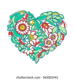 Decorative Love Heart for Wedding or Valentines Day. Vector illustration.