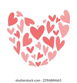 Corazones de amor decorativos aislados en un fondo blanco. Símbolos dibujados a mano vectorial para el amor, la boda, el día de San Valentín u otro diseño romántico.