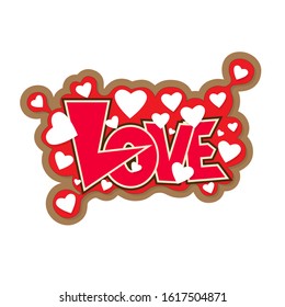 Decorative love text with heart. Calligraphic love lettering.