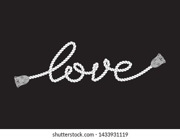 Decorative Love Text with Rope Ornament, Fashion, Card and Poster Print