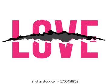 Decorative Love Text with Scratch Effect for Fashion and Poster Prints