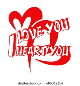 Decorative I love you, I heart you script handcrafted vector calligraphy font typeface, book cover, graphics, vintage, illustration, letters, t-shirt design, valentine's day card, inspiration design