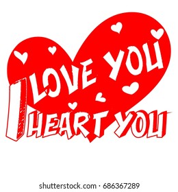 Decorative I love you, I heart you script handcrafted vector calligraphy font typeface, book cover, graphics, vintage, illustration, letters, t-shirt design, valentine's day card, inspiration design