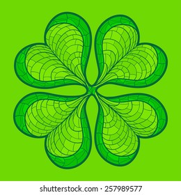 Decorative lucky clover leaf. Vector illustration