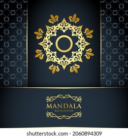 Decorative and luxurious mandala design background in gold color