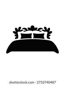 Decorative Luxury Bed Icon Elegant Bedroom Furniture.