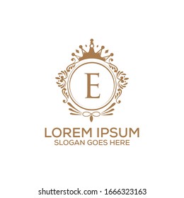 Decorative luxury E letter logo design template vector eps 