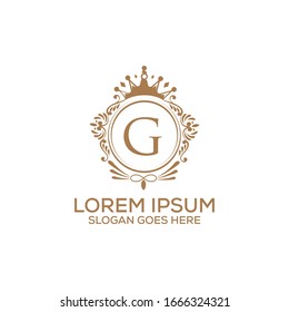 Decorative luxury G letter logo design template vector eps 