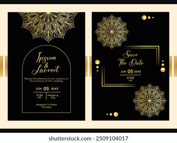 Decorative Luxury Mandala Wedding invitation card Suite Layout
