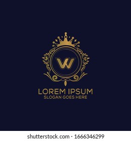 Decorative luxury W letter logo design template vector eps 