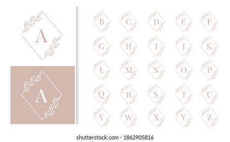 Decorative luxury wedding monogram logo alphabet set