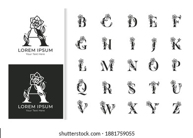 Decorative luxury wedding monogram logo alphabet set