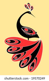 Decorative magic bird. Vector illustration.