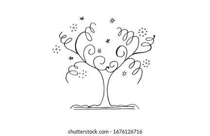 Decorative magic tree on white background. Vector illustration