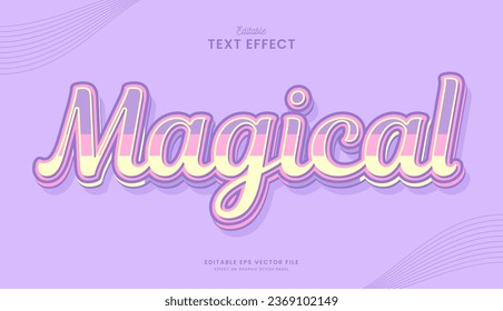 decorative magical purple editable text effect vector design