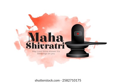 decorative maha shivratri wishes card with shiv lingam design vector