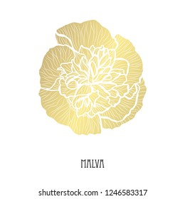 Decorative malva flower, design element. Can be used for cards, invitations, banners, posters, print design. Golden flowers
