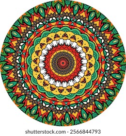 Decorative Mandala Art Featuring  Bold Floral Accents