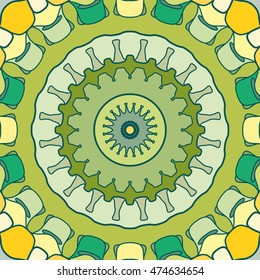Decorative mandala background, ethnic ornament. Seamless geometric line pattern, vector colorful decoration.