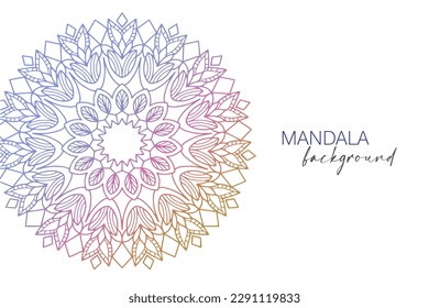 Fondo decorativo de mandala con colores arcoiris, decoración para banners y postales en estilo doodle sobre fondo blanco