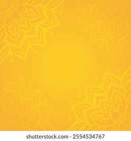 Decorative mandala background in warm yellow with floral patterns and golden accents