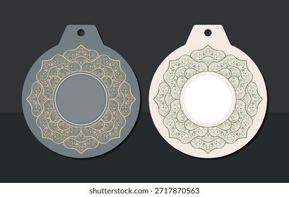 Tag de Presente Decorativo Mandala Circle com Detalhes Ornamentais e Espaço Vazio