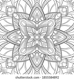 Decorative mandala with classic elements on white background. Seamless abstract pattern. For coloring book.