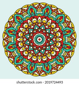 Decorative mandala with colorful ornament for greeting card, banner or poster in oriental style.
