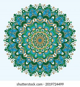 Decorative mandala with colorful ornament for greeting card, banner or poster in oriental style.
