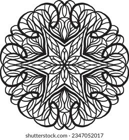 Decorative mandala coloring anti stress spiritual peaceful relaxation