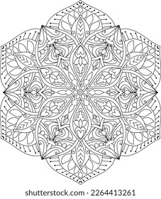 Decorative mandala coloring book page illustration